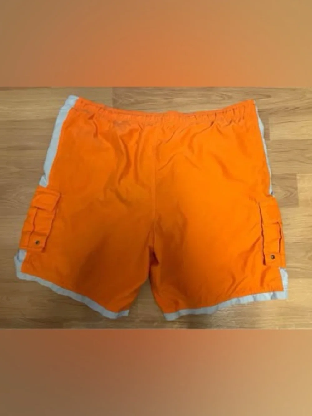 Roundtree & Yorke Men's Orange Cargo Swim Shorts with Contrast Trim size 1X
